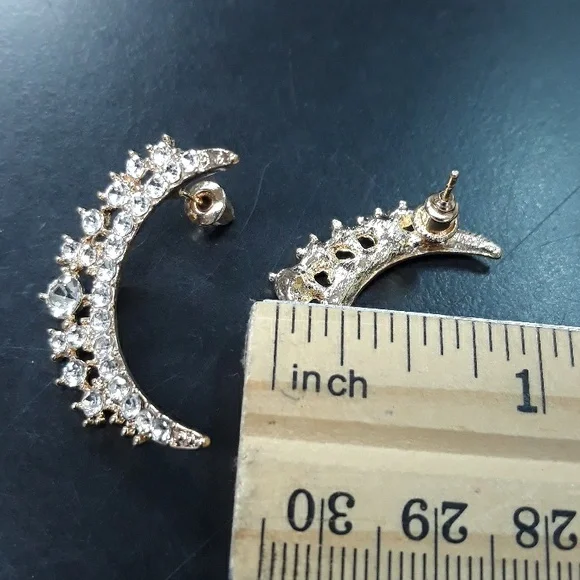 3 For $15 New Elegant Crystal Crescent Moon Earrings - Picture 8 of 9